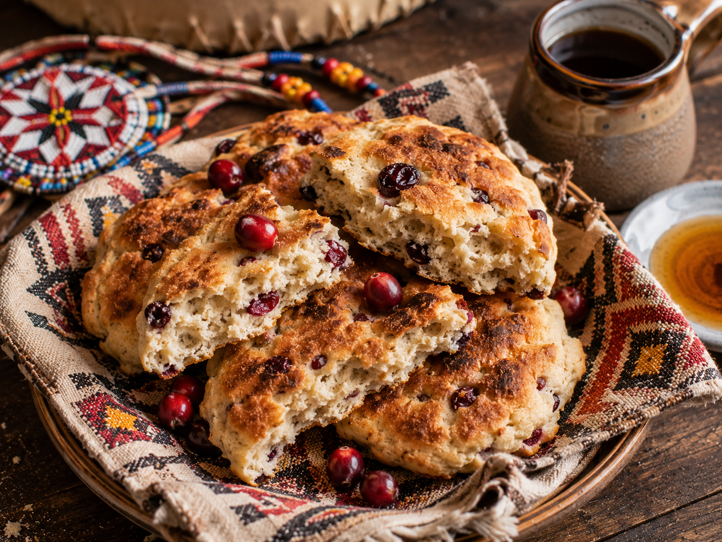 bannock canneberges sirop d’érable culture autochtone canadienne