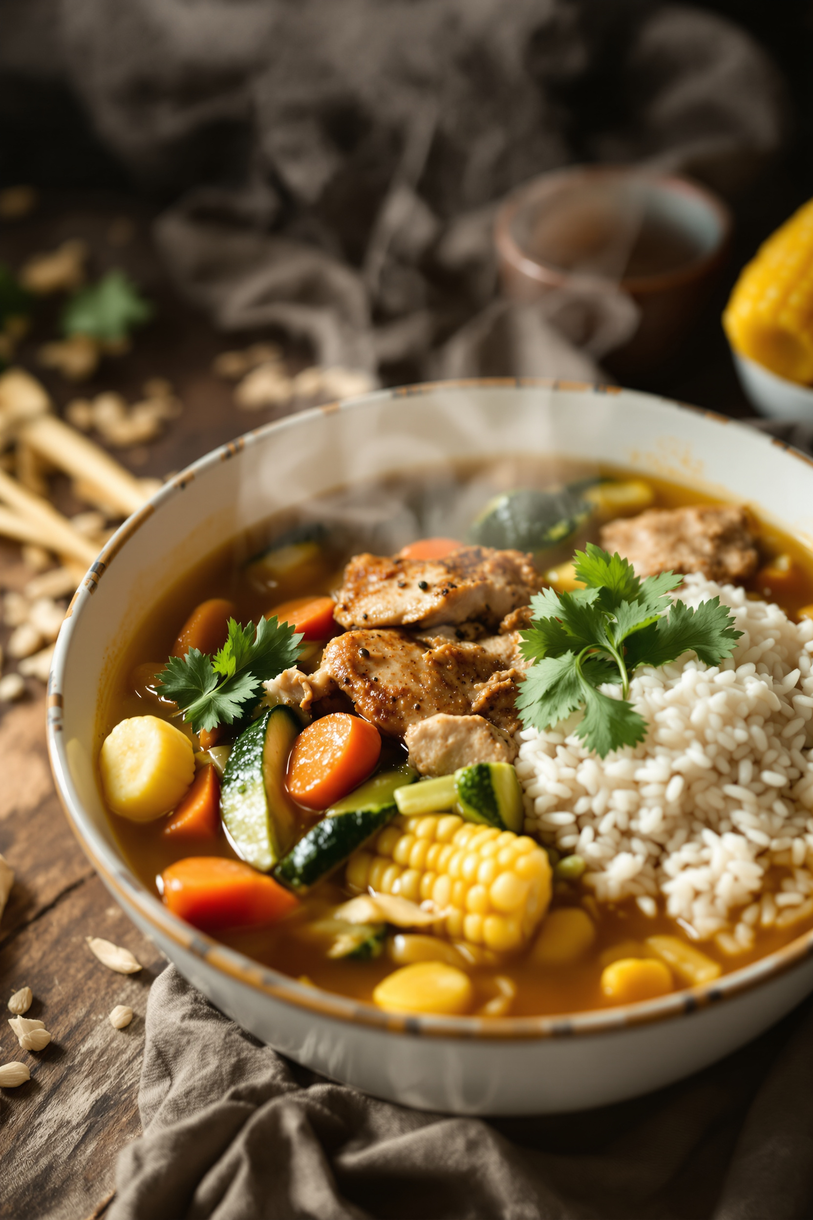 caldo de pollo mexicain bol généreux bouillon poulet légumes riz citron vert