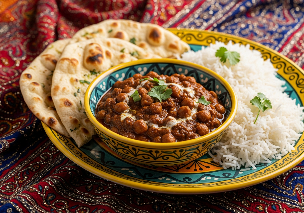 bol de chana masala naan riz basmati table indienne Punjab