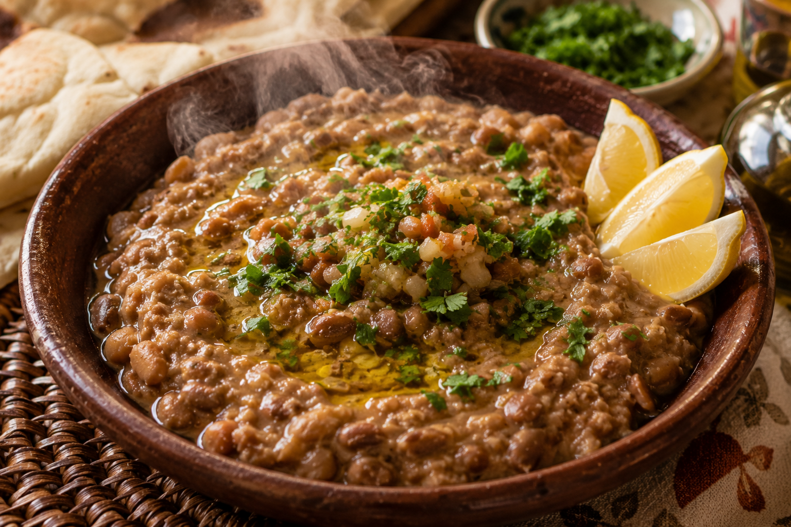 ful medames égyptien fèves mijotées huile olive citron