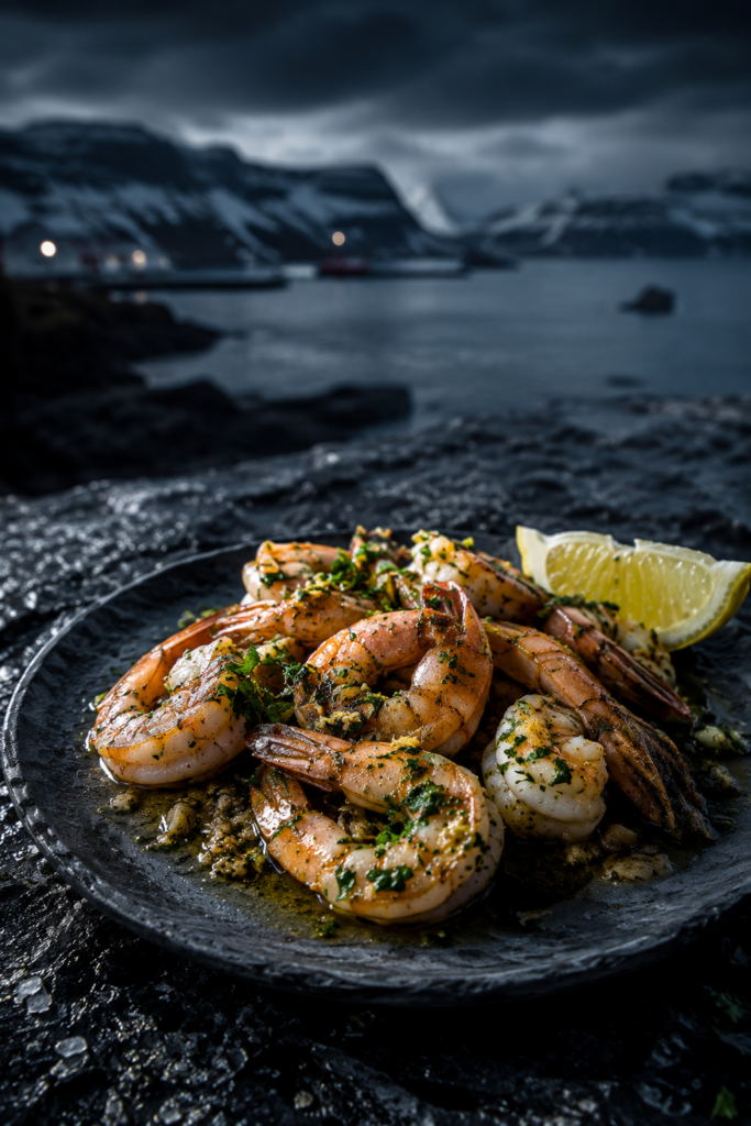 Crevettes des Terres Australes sautées à l'ail