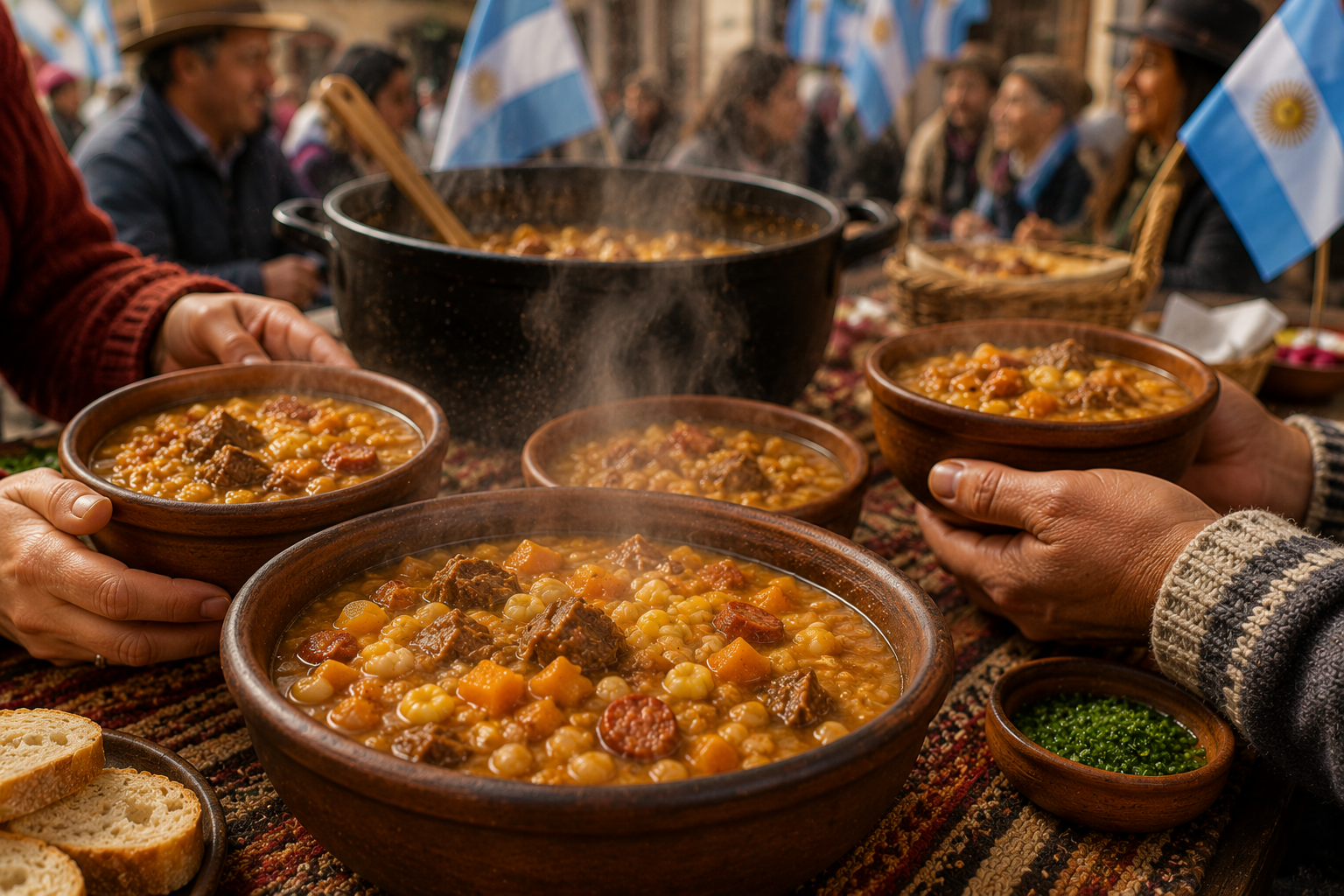 locro servi fête patriotique argentine bols fumants