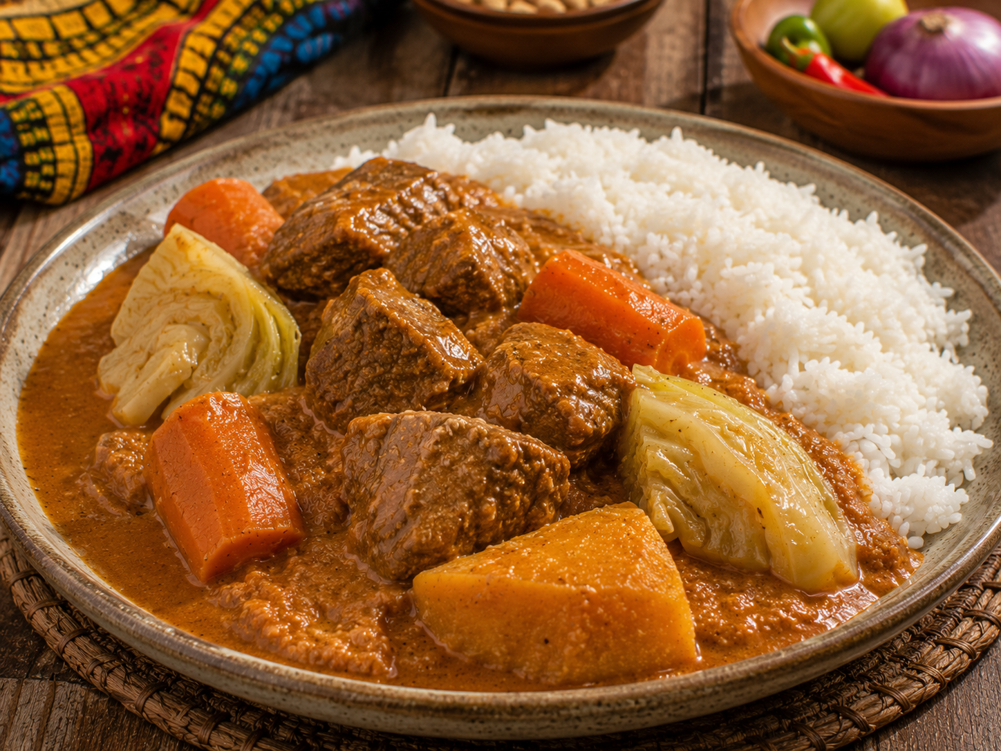 mafé servi riz blanc légumes cuisine sénégalaise