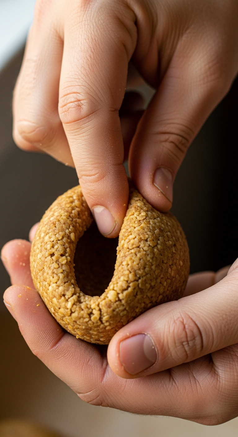 mains formant kibbeh pouce creusant cavité boulgour technique artisanale