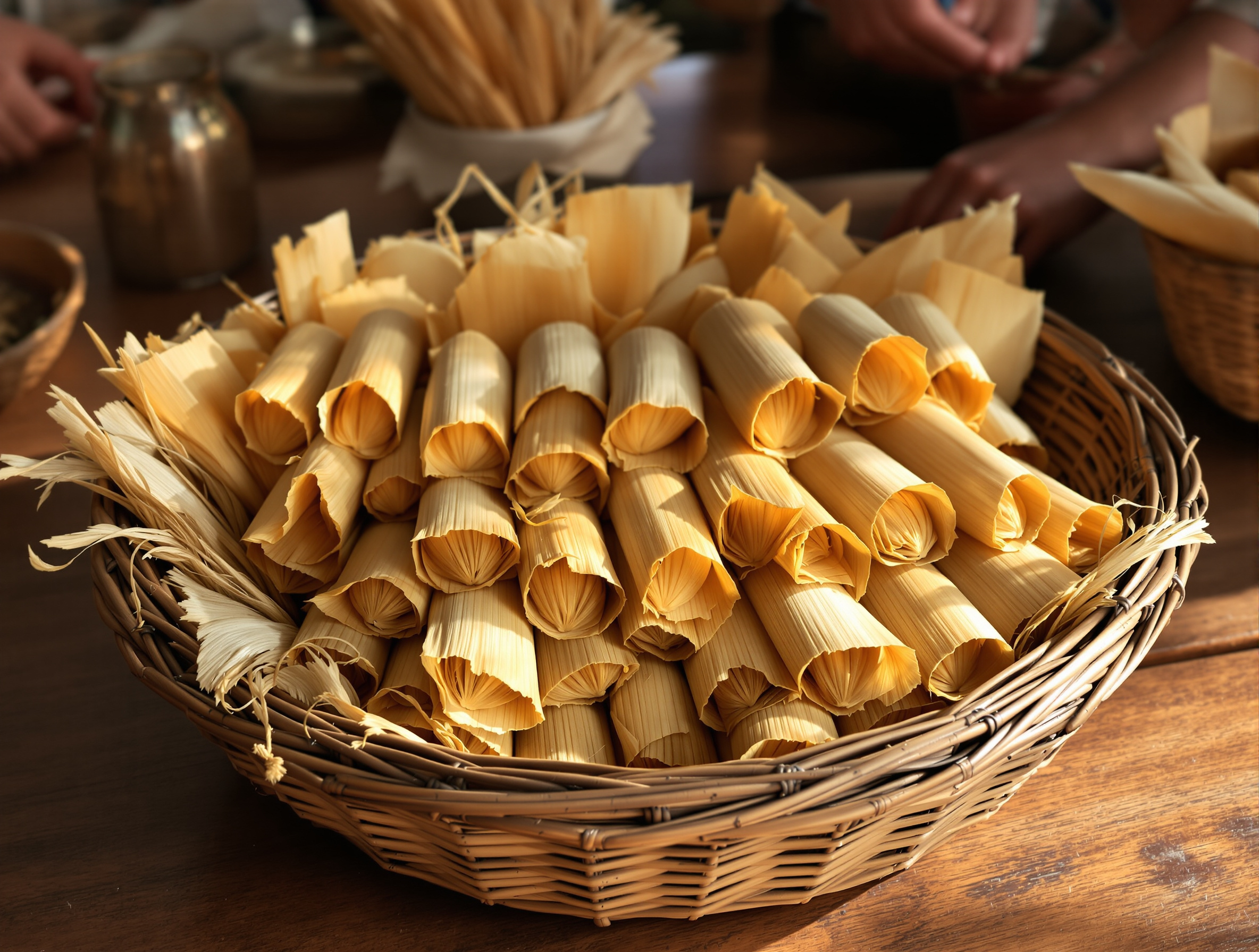 panier tamales mexicains fête familiale préparation traditionnelle feuilles de maïs