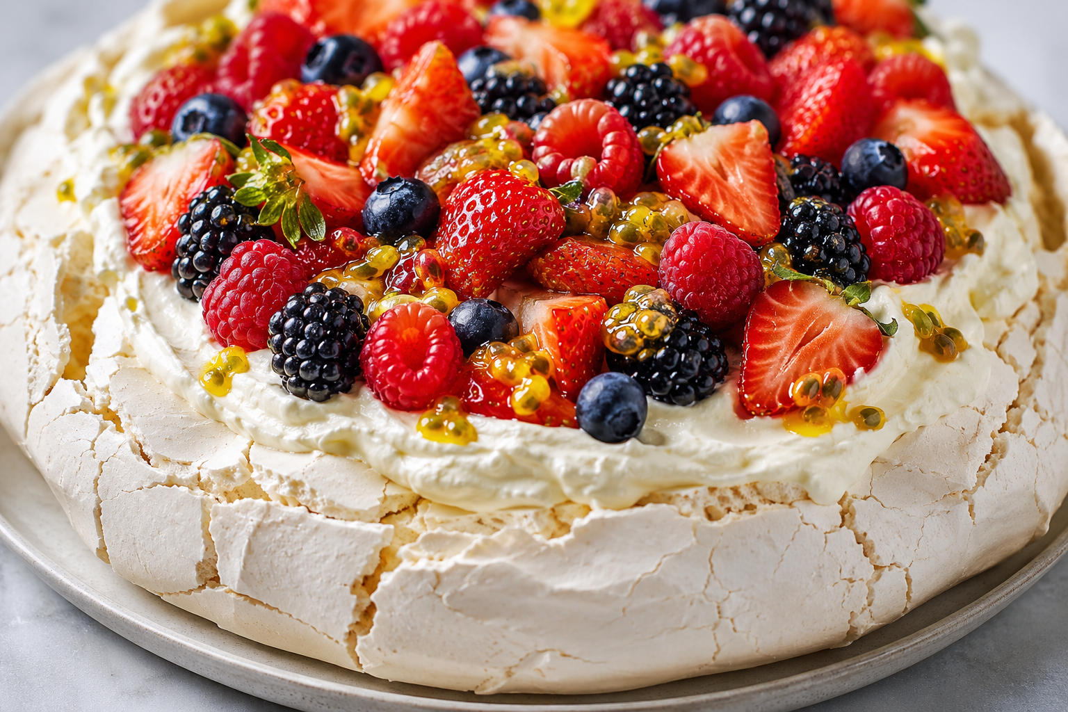 pavlova australienne meringue fruits frais recette Océanie