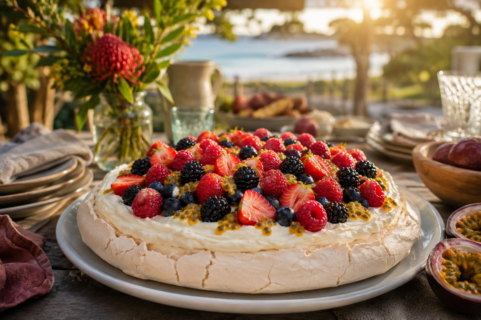 pavlova table fête estivale australienne extérieur