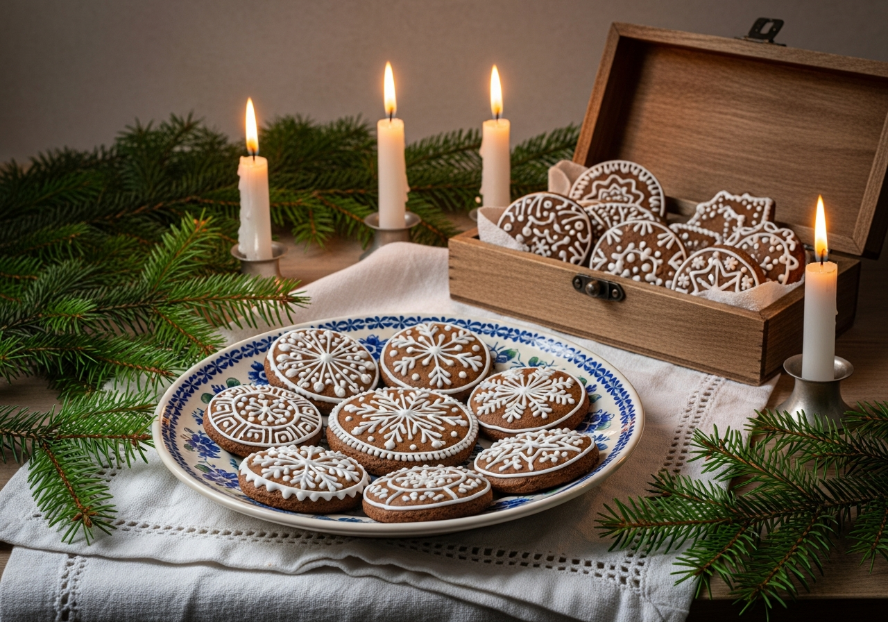 pierniki polonais assiette Noël ambiance hiver traditionnelle
