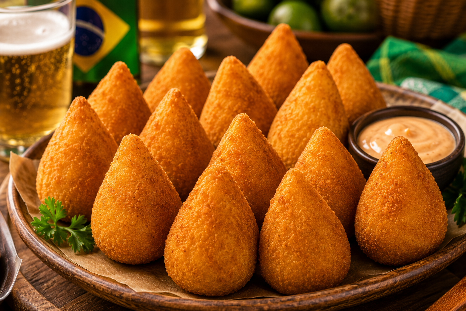 plateau coxinhas dorées apéro fête brésilienne