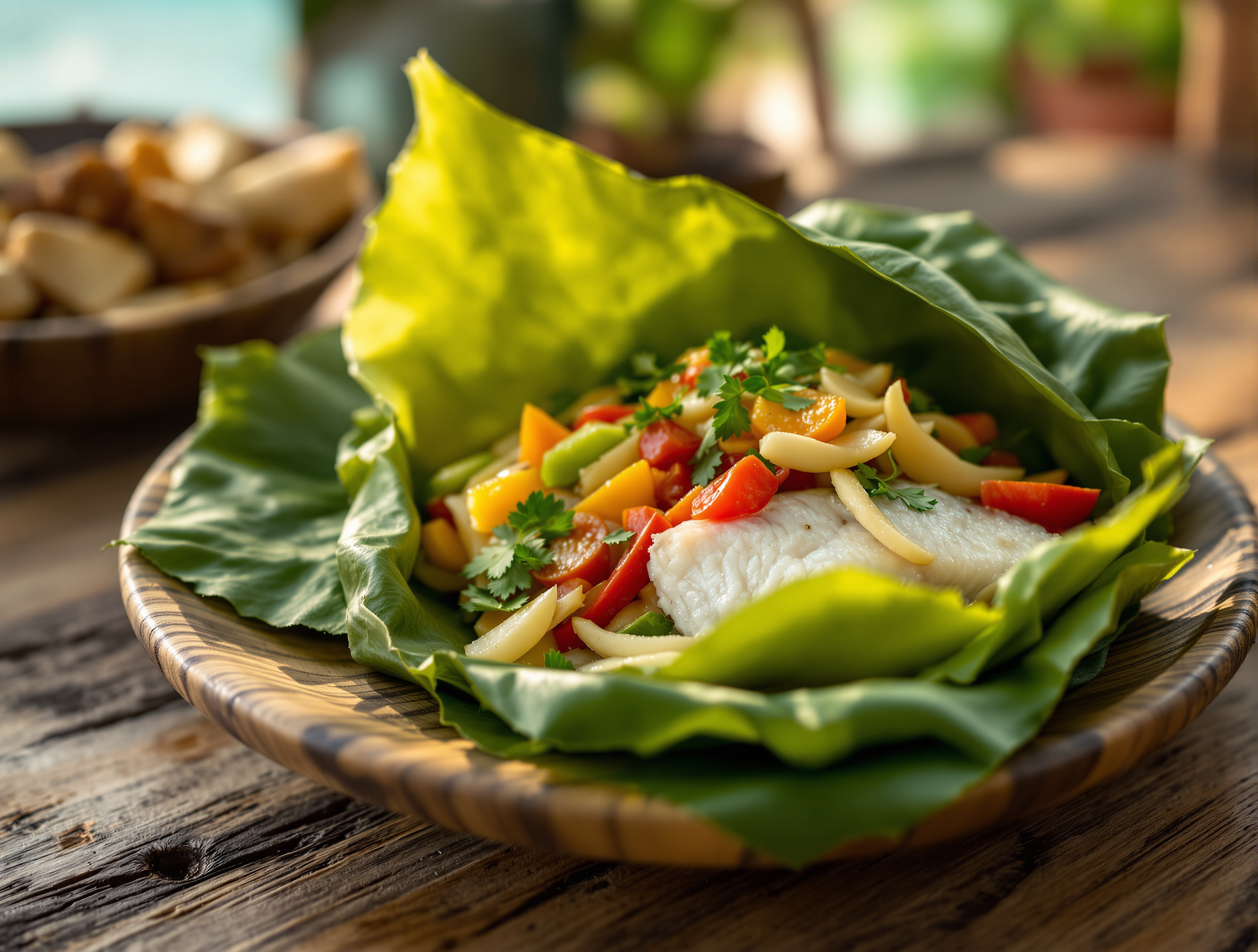 poisson papillote caldoche servi bord de mer lagon Nouvelle-Calédonie Nouméa