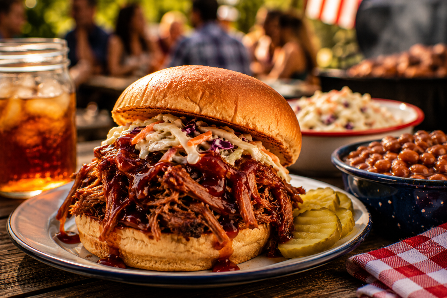 pulled pork sandwich barbecue américain pain brioché coleslaw carolines