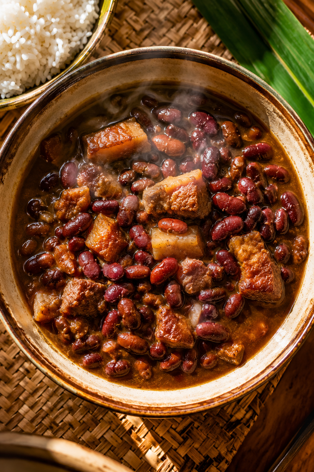 maa tinito plat sino-tahitien haricots rouges porc mijote polynesie sauce soja