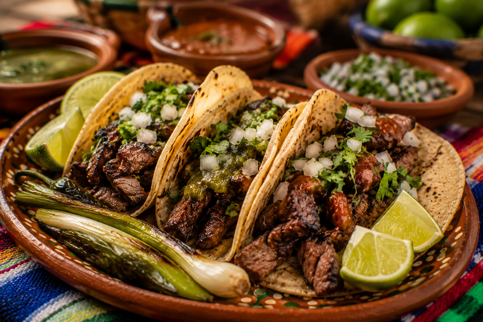tacos de carne asada oignon coriandre citron vert street food mexicain sonora