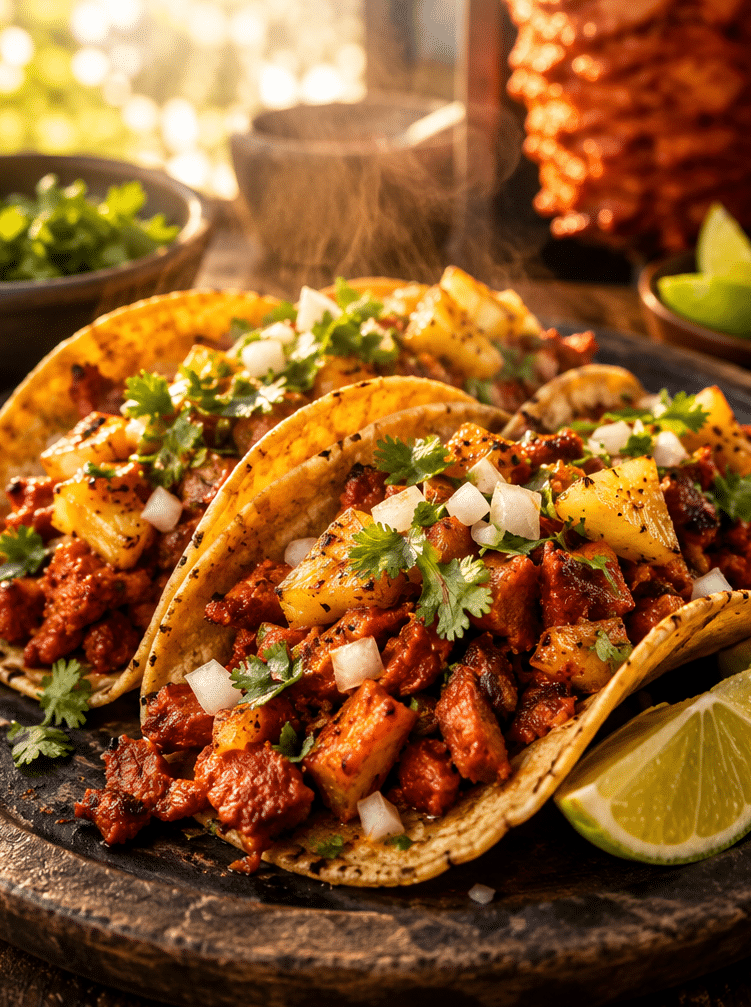 recette tacos al pastor maison porc marine achiote ananas tortillas