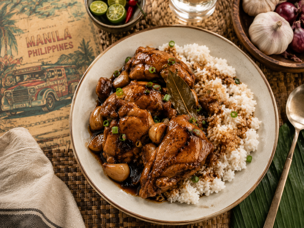 adobo poulet philippin riz blanc culture philippines manila