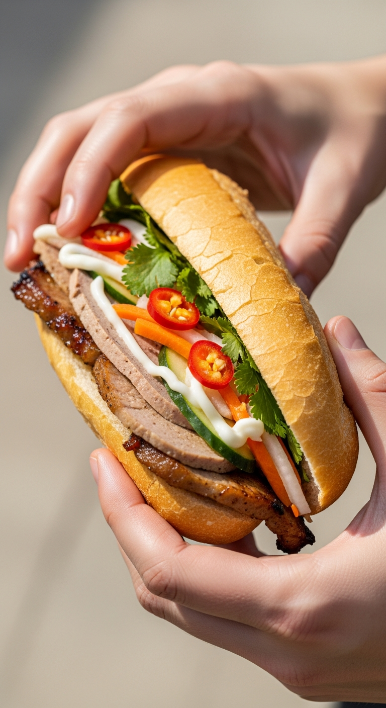 bánh mì entier prêt à croquer garni baguette vietnamienne croustillante