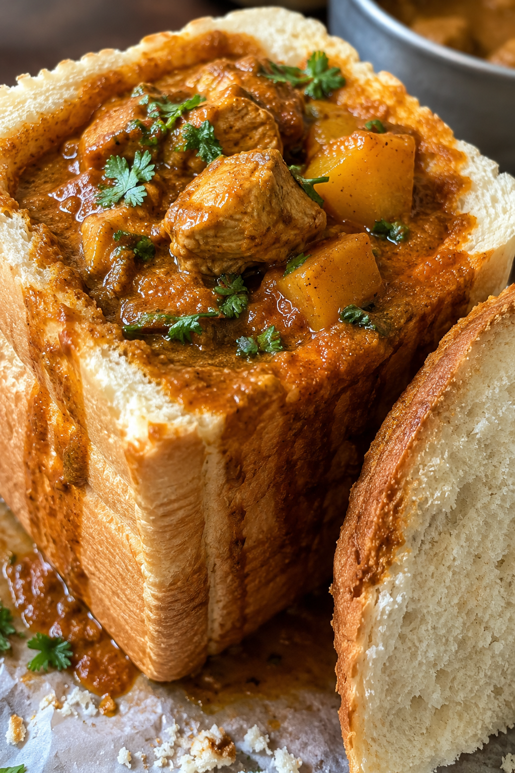 recette bunny chow durban miche pain curry afrique du sud
