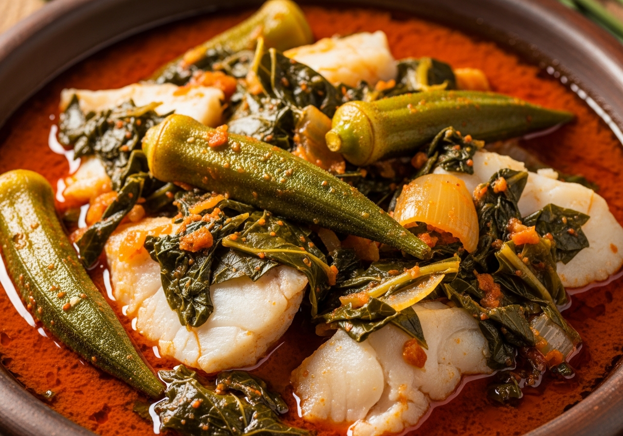 calulu de peixe angolais ragoût poisson gombo huile de palme sauce rouge