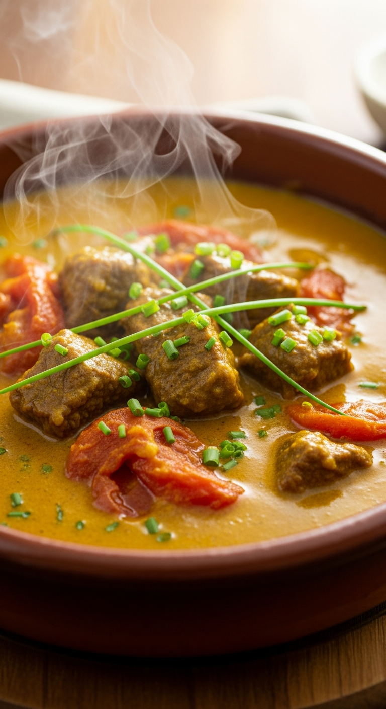 carri de boeuf reunionnais sauce doree curcuma fumant plat creole