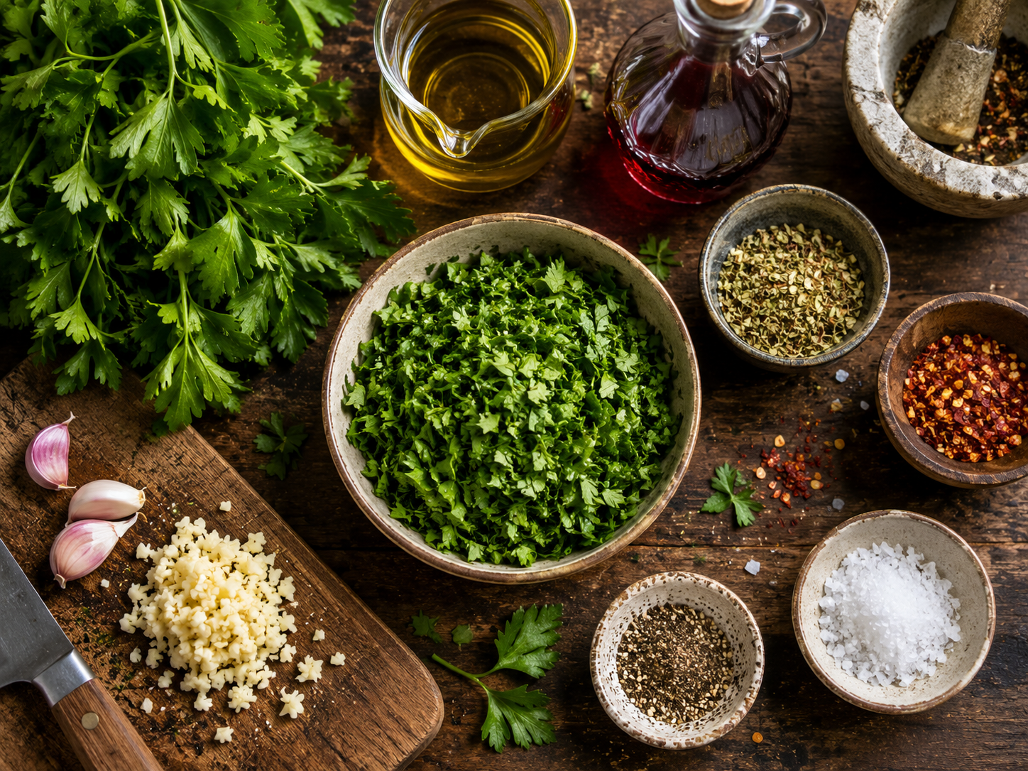 ingredients chimichurri persil ail origan huile olive vinaigre preparation