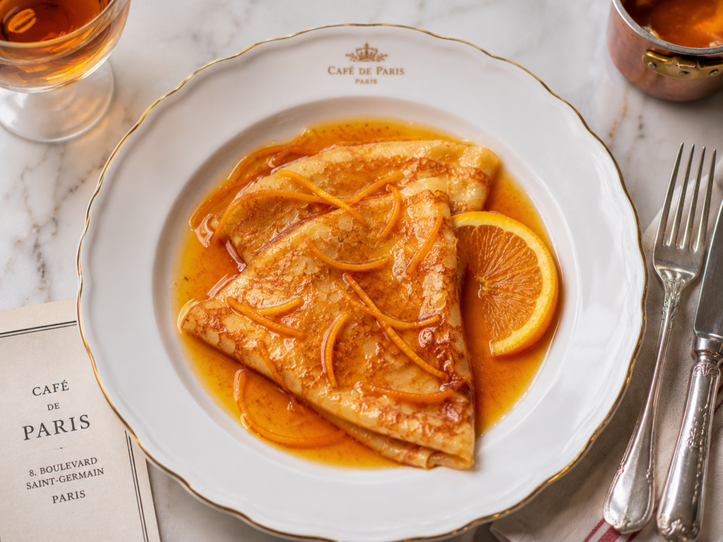 crepes suzette assiette elegante culture france paris dessert