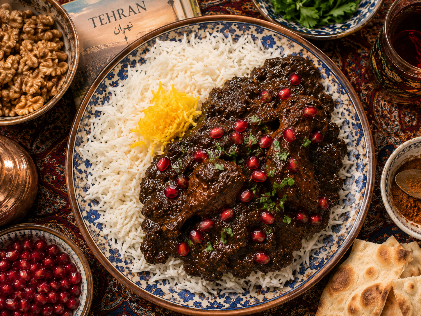 fesenjan iranien riz blanc grenade culture perse teheran