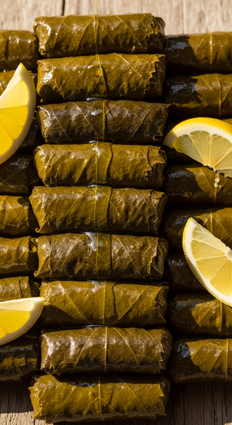 dolmas feuilles de vigne farcies riz herbes citron mezze méditerranéen