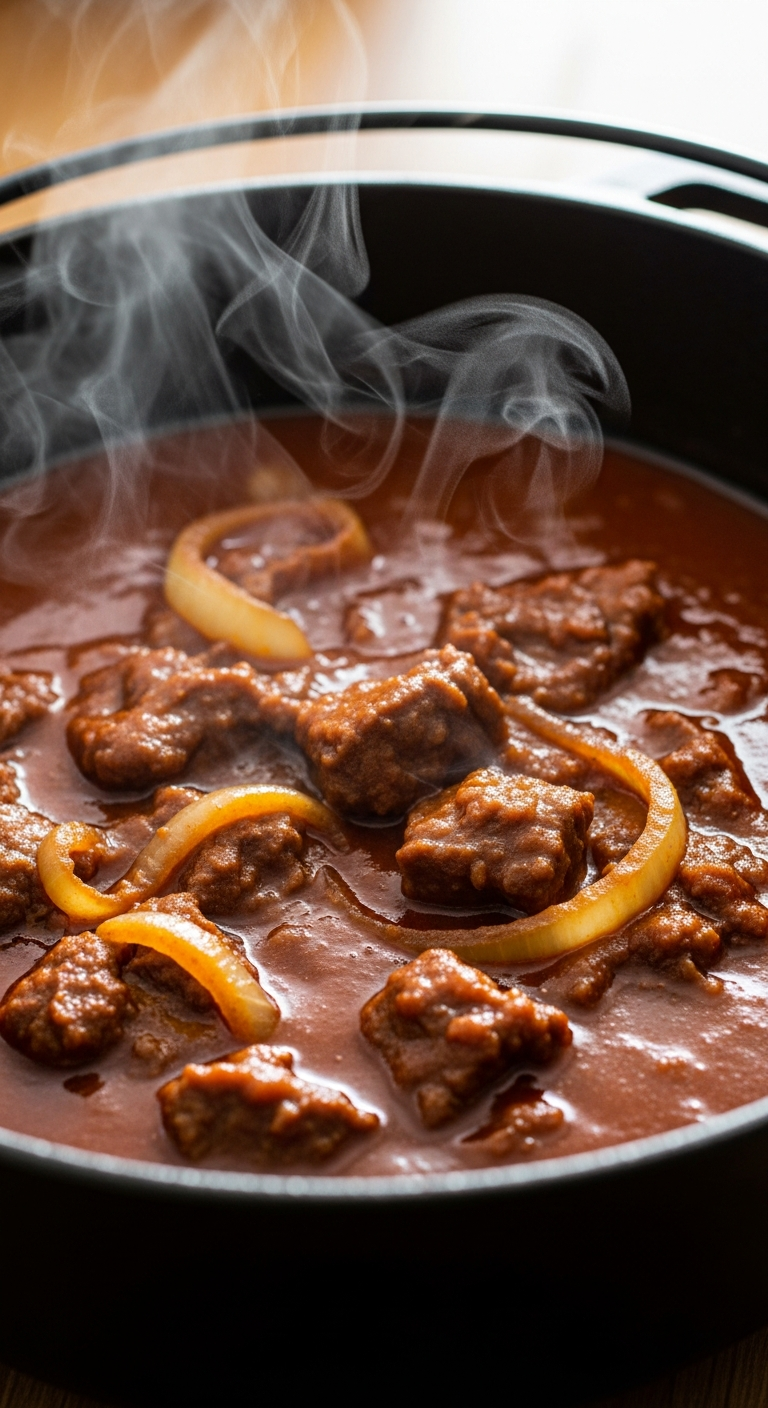 goulash hongrois traditionnel cocotte paprika rouge fumant