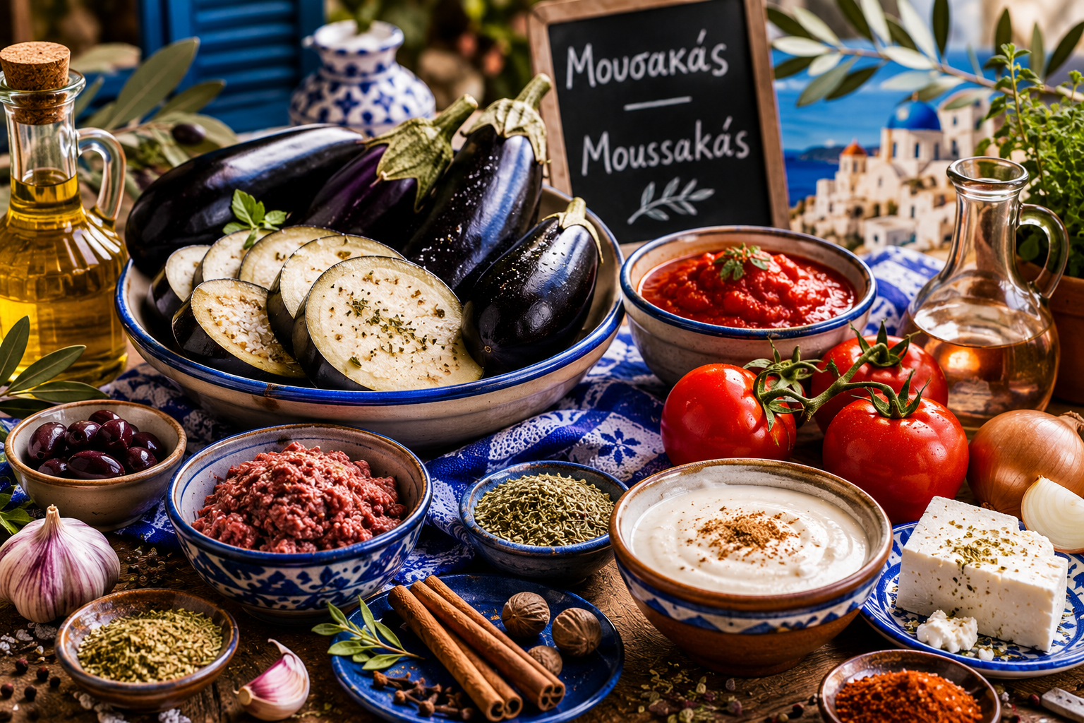 moussaka grecque ingrédients aubergines cannelle origan tomates Grèce cuisine méditerranéenne