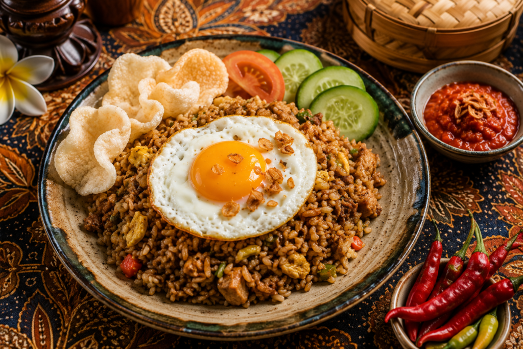 nasi goreng assiette batik indonésien piment sambal voyage Indonésie culture Bali