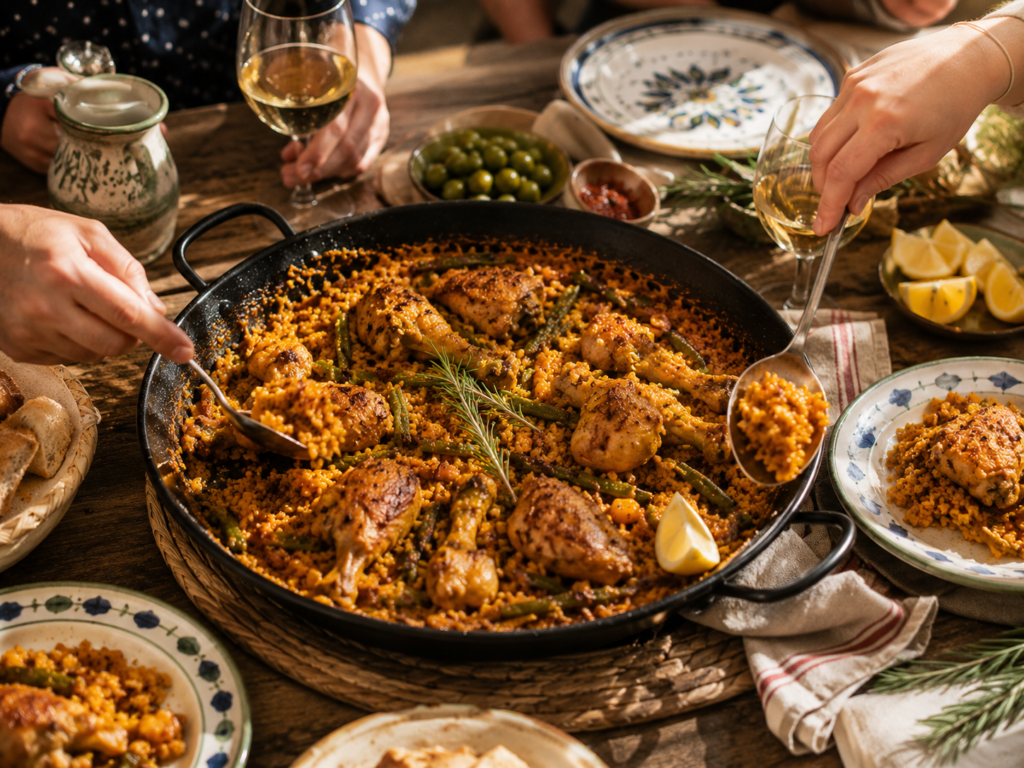 paella valenciana table partage espagne valence convivialite