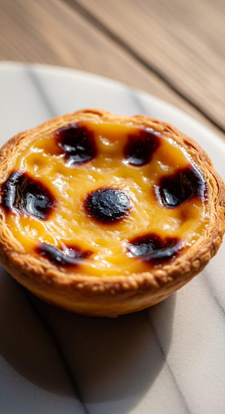 pastel de nata portugais crème caramélisée pâte feuilletée taches caramel