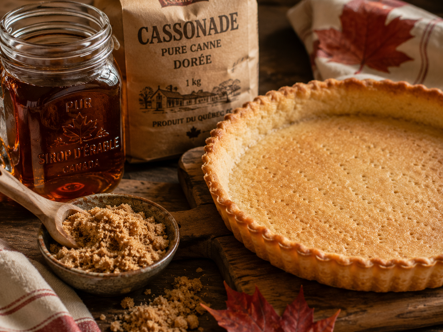 sirop erable pot mason cassonade ingredients tarte au sucre quebecoise