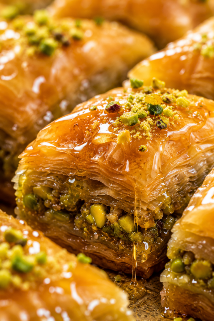 recette baklava miel maison couches pate filo pistaches miel brillant