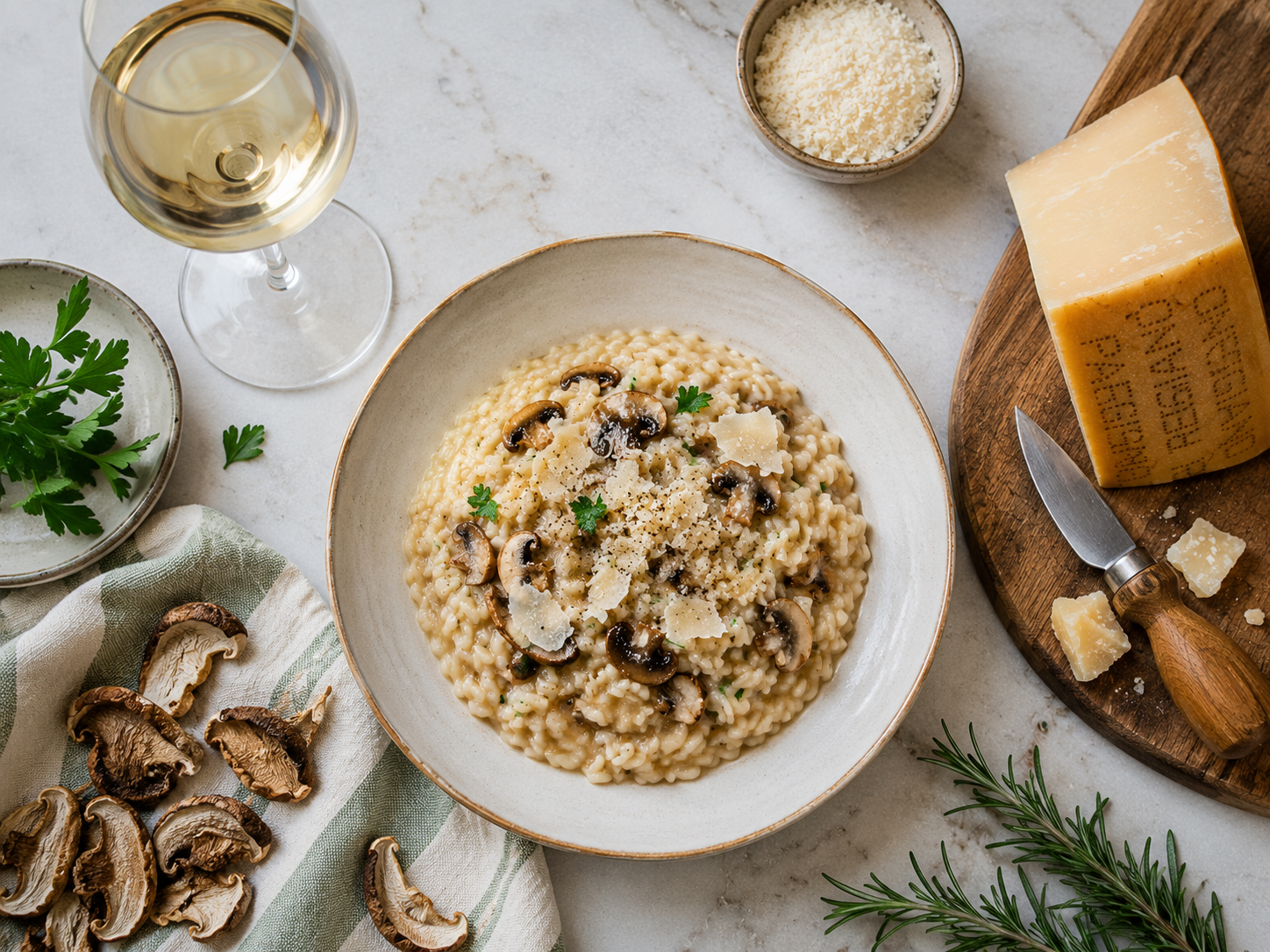 risotto italien table culture lombardie parmesan vin blanc