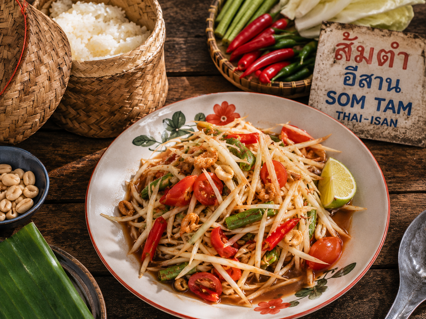 som tam thaïlandais culture isan street food papaye verte