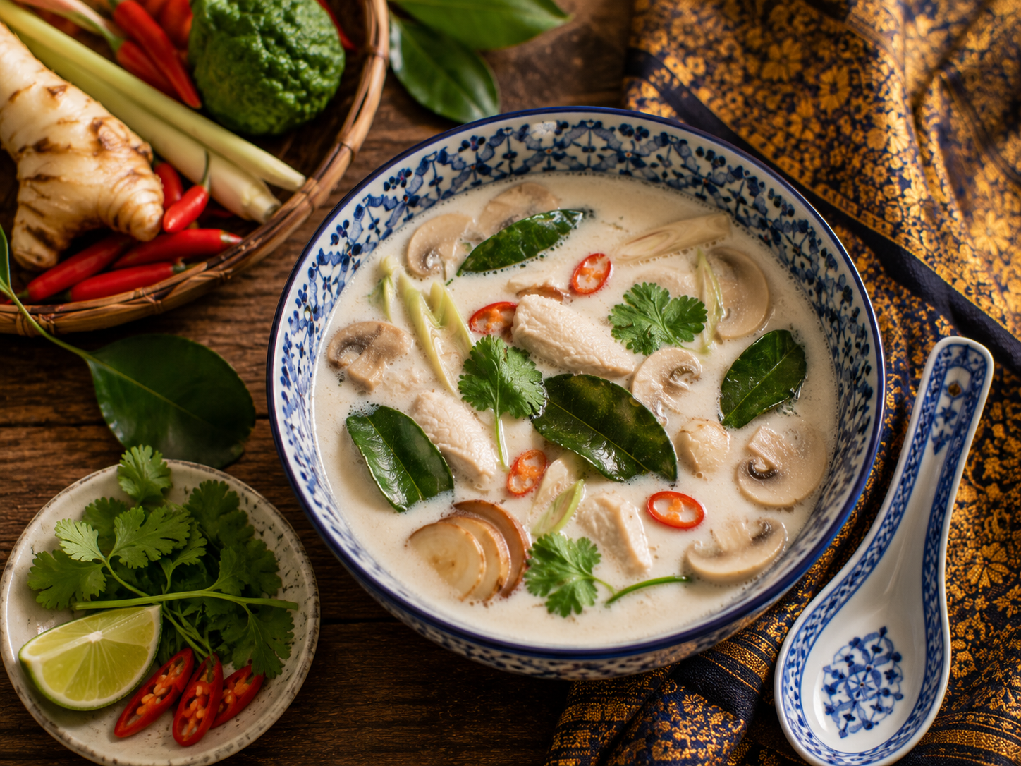 tom kha gai bol ceramique thaïlandais culture thai soupe blanche