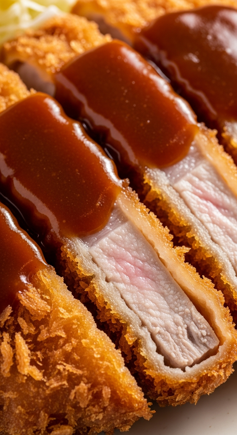 tonkatsu japonais en tranches panko doré croustillant sauce