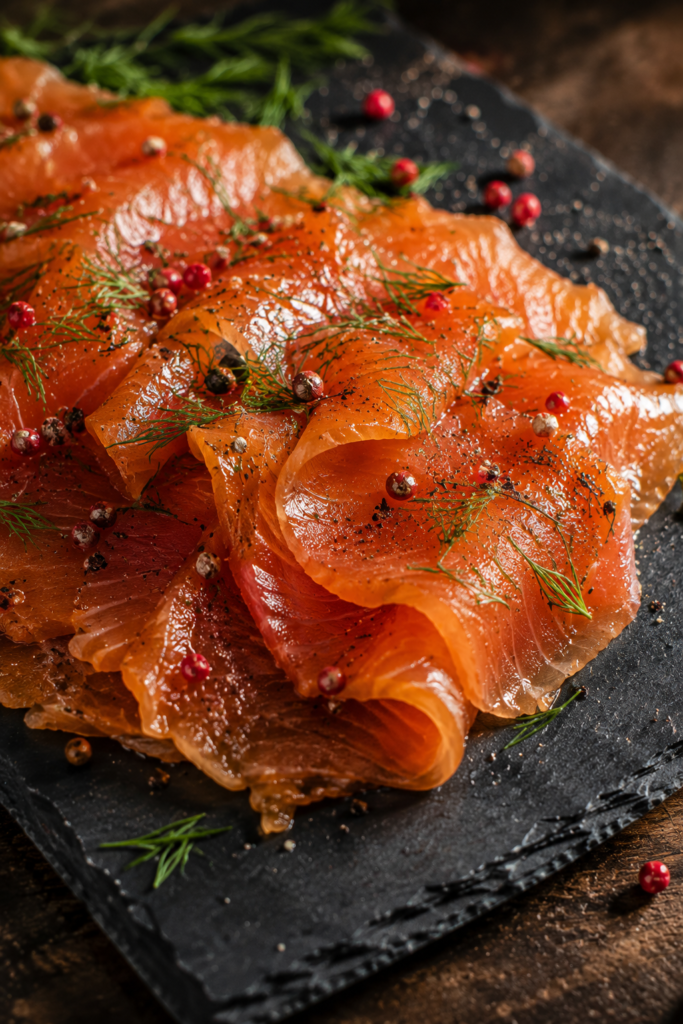 saumon gravlax erable tranche fine aneth sirop erable canadien