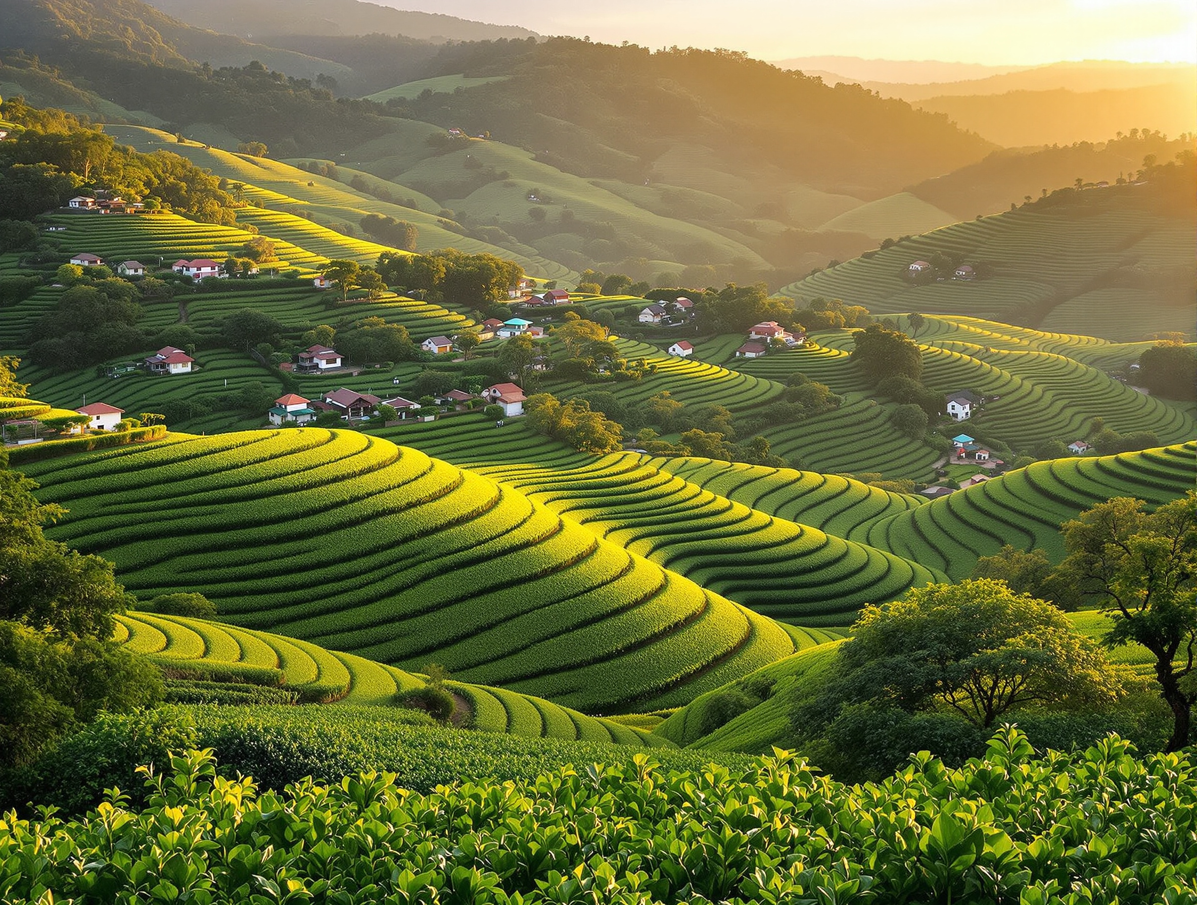 Collines caféières verdoyantes de la région d'Antioquia en Colombie