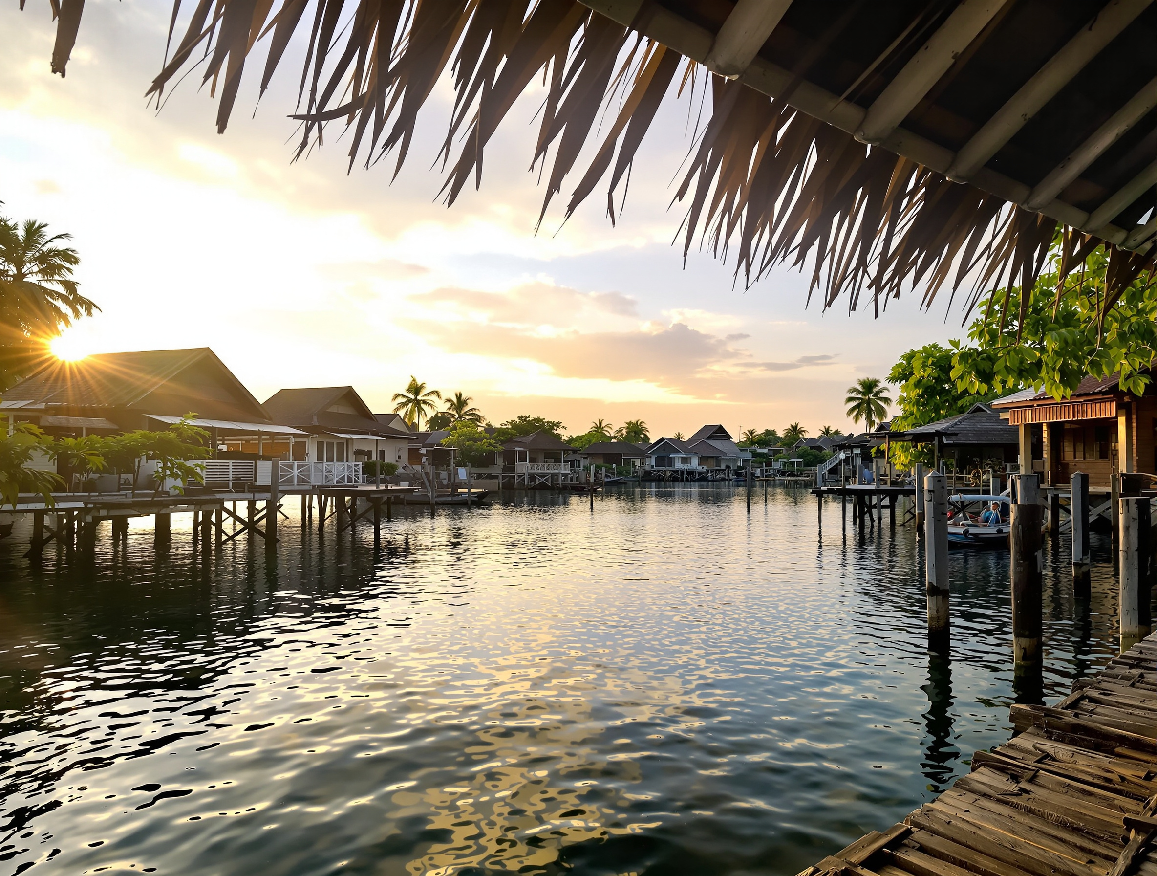 Village sur pilotis de Kampong Ayer à Bandar Seri Begawan, maisons traditionnelles au-dessus de l'eau