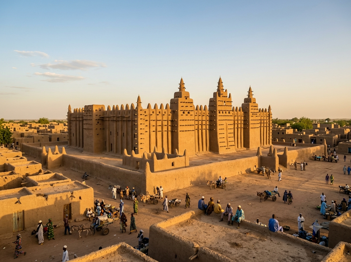 Grande Mosquée de Djenné au Mali avec architecture en terre crue caractéristique