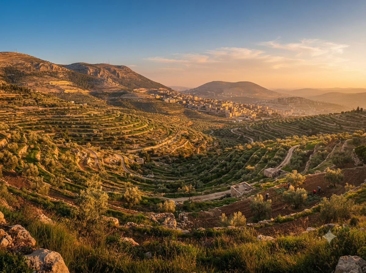 Oliveraies en terrasses près de Naplouse en Palestine