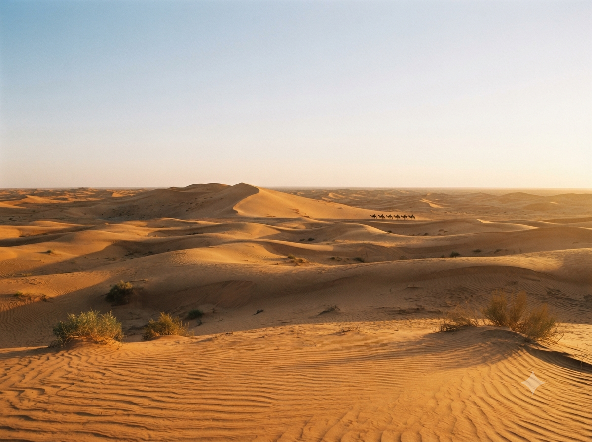Désert du Karakoum au Turkménistan avec dunes de sable