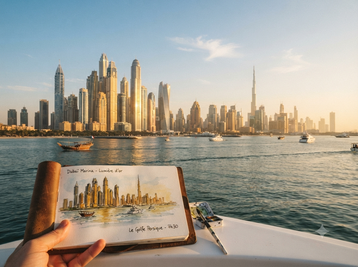 Gratte-ciels de Dubaï face au golfe Persique