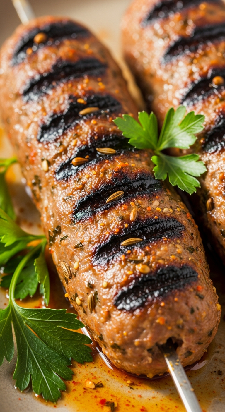 kofta egyptiens grilles brochettes viande hachee dorees epices Caire
