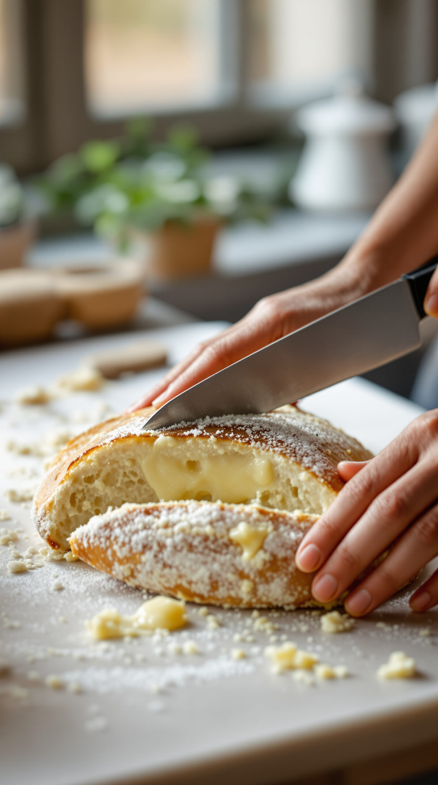 Main étalant du beurre demi-sel jusqu'aux bords d'une tranche de pain de seigle danois