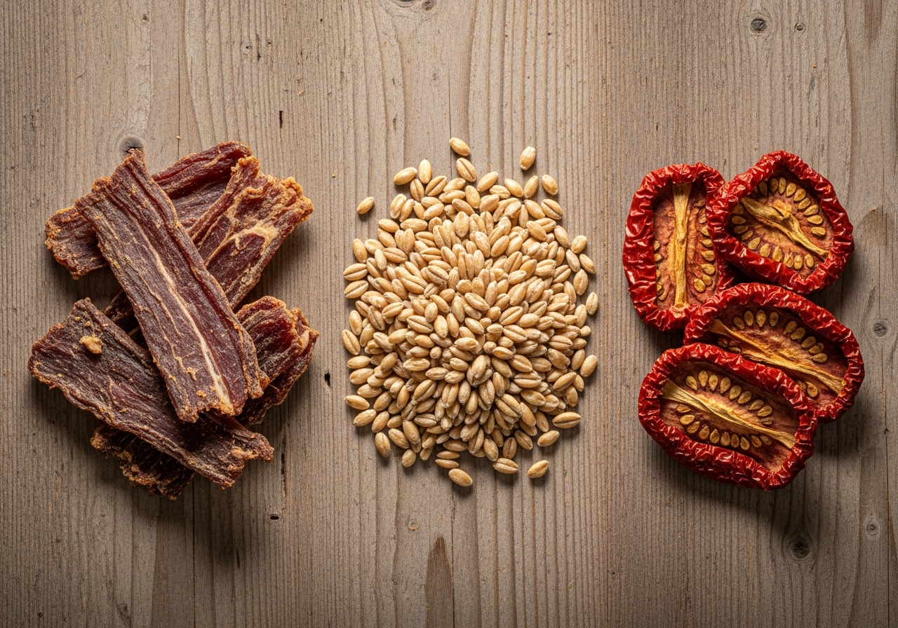 composition aliments de conservation traditionnels viande séchée céréales légumes histoire culinaire