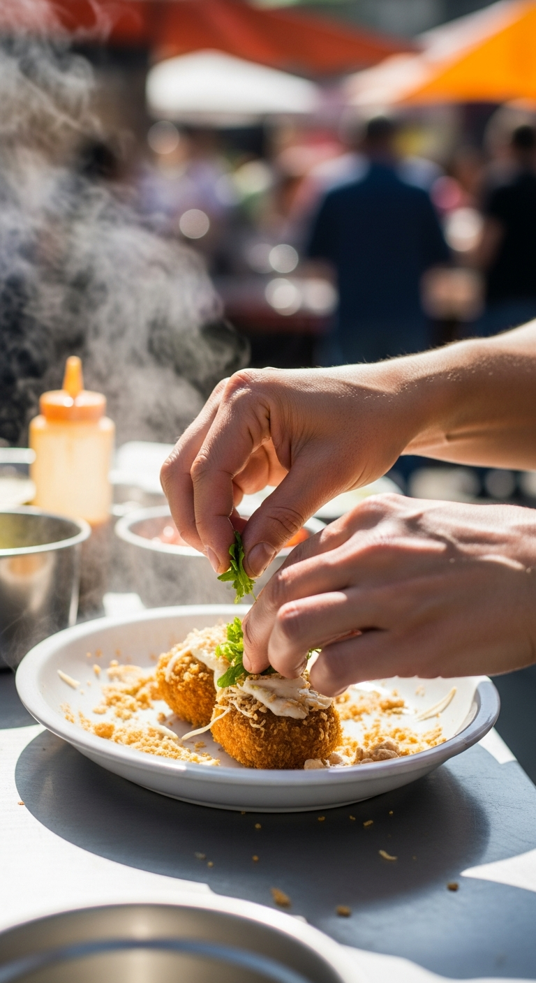 mains assemblant un plat métissé ingrédients de deux origines différentes geste de création culinaire