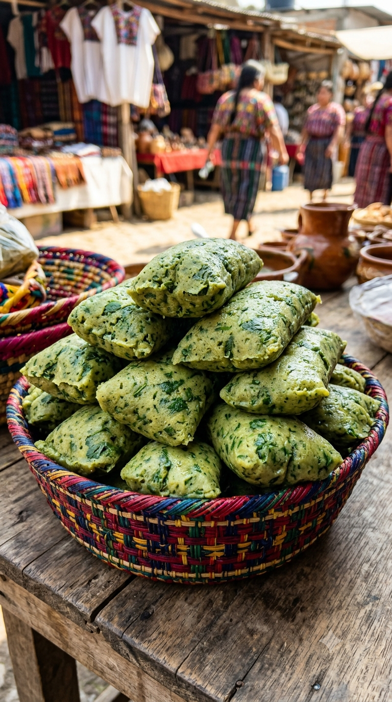 Tamalitos de chipilín déballés, texture verdâtre visible